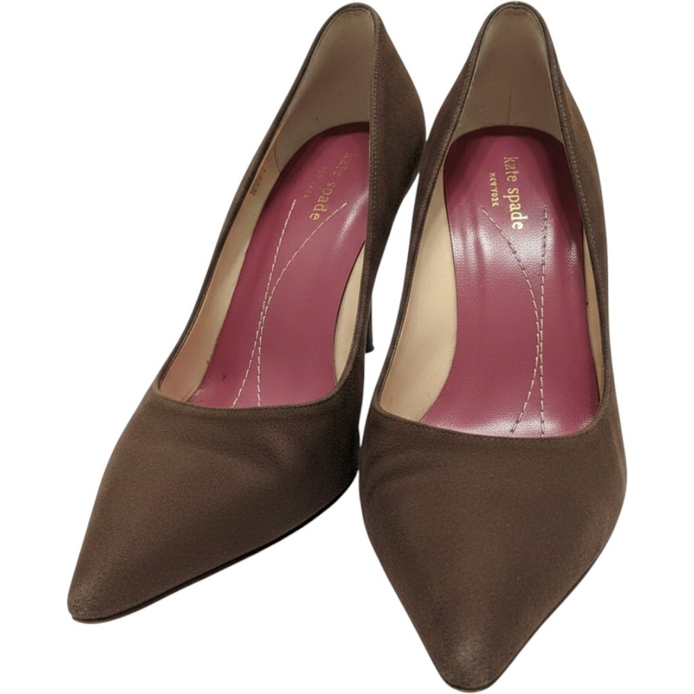 Kate Spade New York Vivian Brown Suede Pumps 4" Heels Pointed Toe Womens 6 Italy
